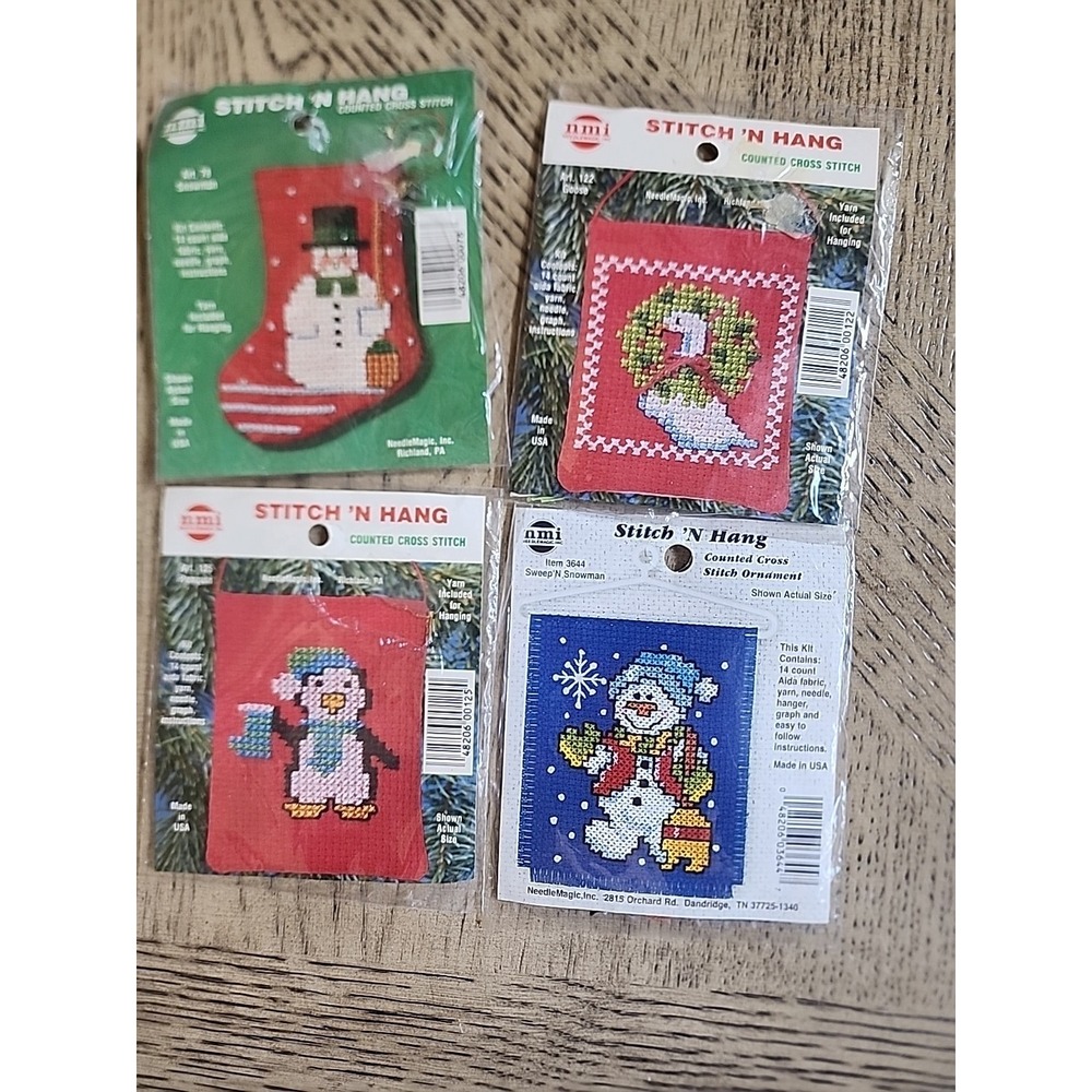 nmi Stitch N Hang Counted Cross Stitch Kits Lot Of 4 Kits Vintage New Mini USA